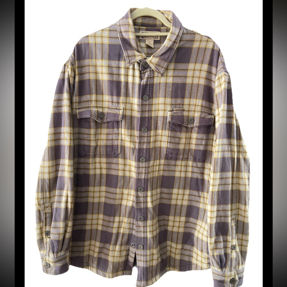 Duluth trading Plaid fleece lined heavyweight Shacket xl